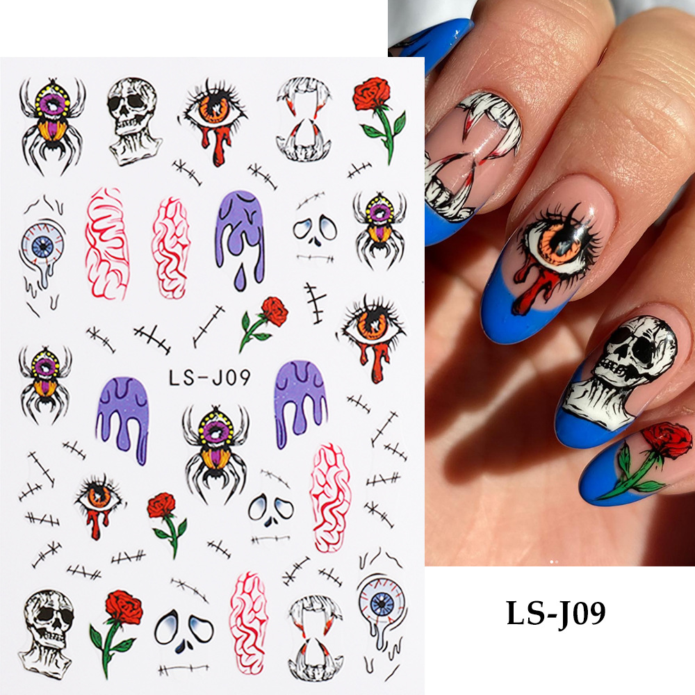 Halloween Cool Style Pumpkin Spider Grimace Paper Nail Patches 1 Piece display picture 1