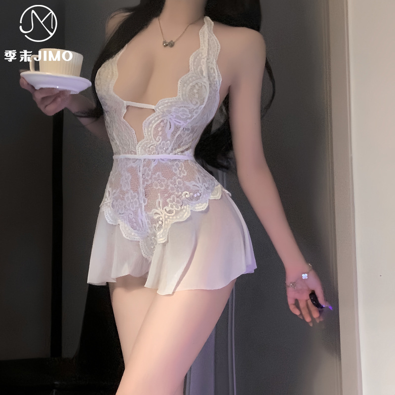 섹시한 시스루 점프수트-화이트