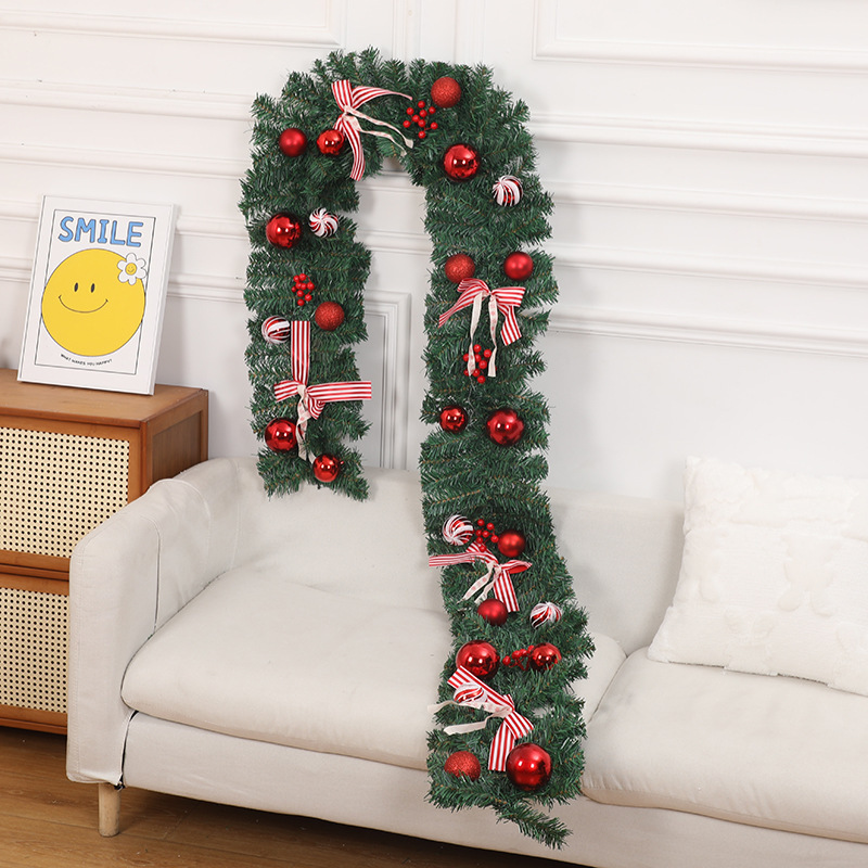 2.7m クリスマス籐グリーンスプレー白装飾ドア階段手すり窓レイアウト小道具メーカー卸売|undefined