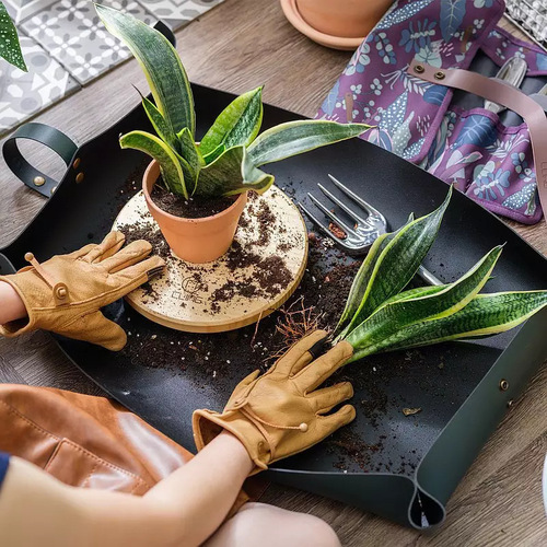 Leather Indoor Plant Pot Cover Mini Planter Pad Succulent Plant Transplant Pad Portable Plant Pot Cover