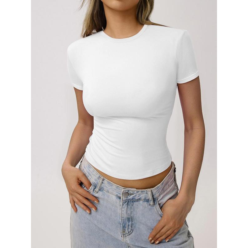 K 83394 Thin Cropped T-Shirt Thin Cropped Women's T-Shirt Cross-Border Foreign Trade Dropshipping