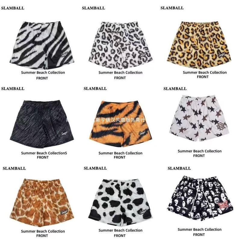 American-Style Leopard Print Basketball Shorts for Men, Trendy Brand, Breathable Quick-Dry Training Shorts