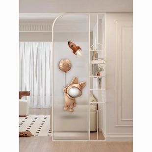 Light Luxury Stainless Steel Iron Changhong Glass Screen Partition Living Room Simple Modern Restaurant Hotel Bathroom Shelter