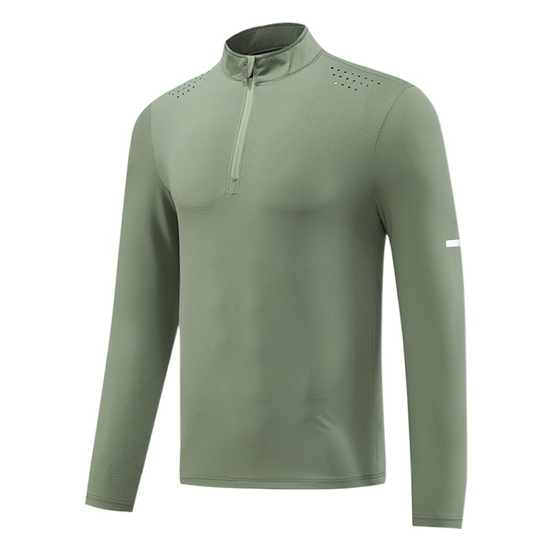 Primavera y otoño nueva manga larga media cremallera ropa de secado rápido deportes fitness suéter transpirable entrenamiento superior correr entrenador camisa