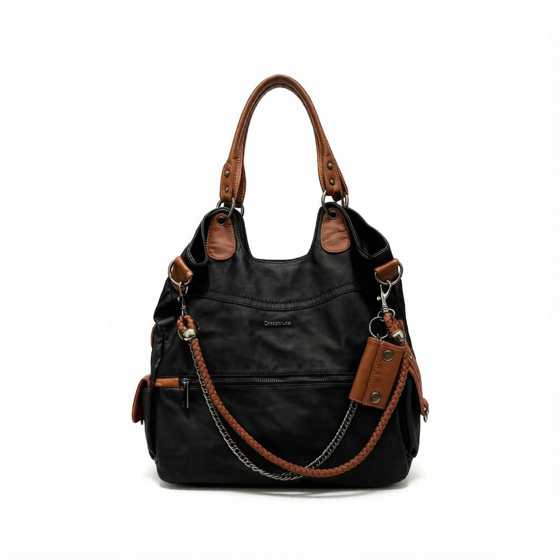 Cross-Border Exclusive Supply of Women's Fashionable Multi-Pocket Patchwork Shoulder Bag, Large Capacity Vintage Vegan Leather Crossbody Handbag Cross-Border Exclusive Supply of Women's Fashionable Multi-Pocket Patchwork Shoulder Bag, Large Capacity Vintage Vegan Leather Crossbody Handbag