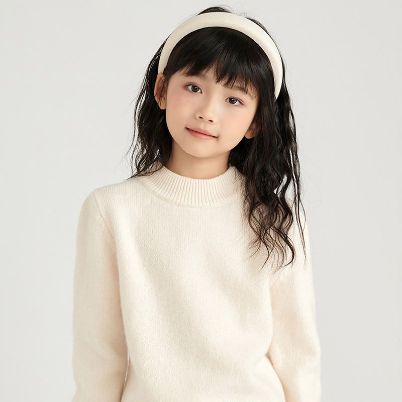 Demi-season woolen children's knitted solid color keep warm sweater…