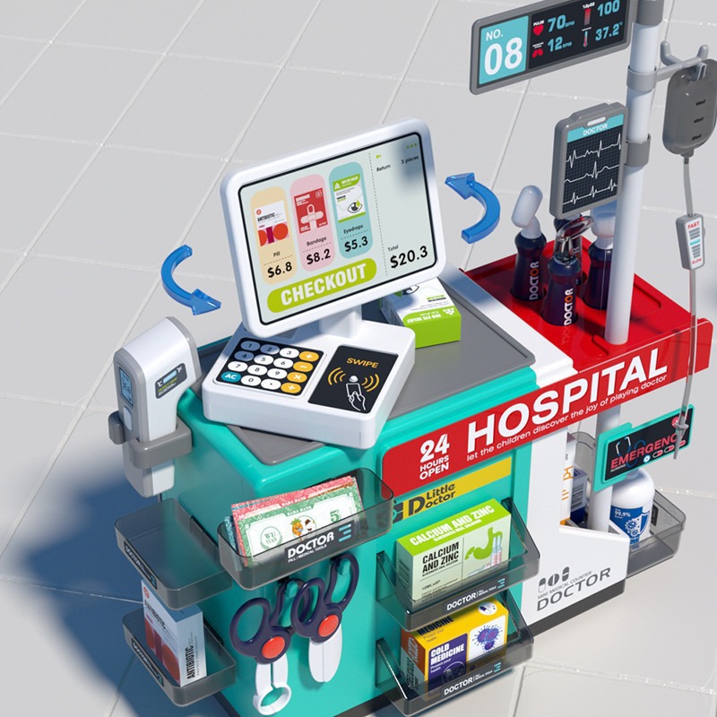 Simulación de inyección infantil transfronteriza estetoscopio termómetro conjunto médico médico mesa médica juguetes médicos caseros