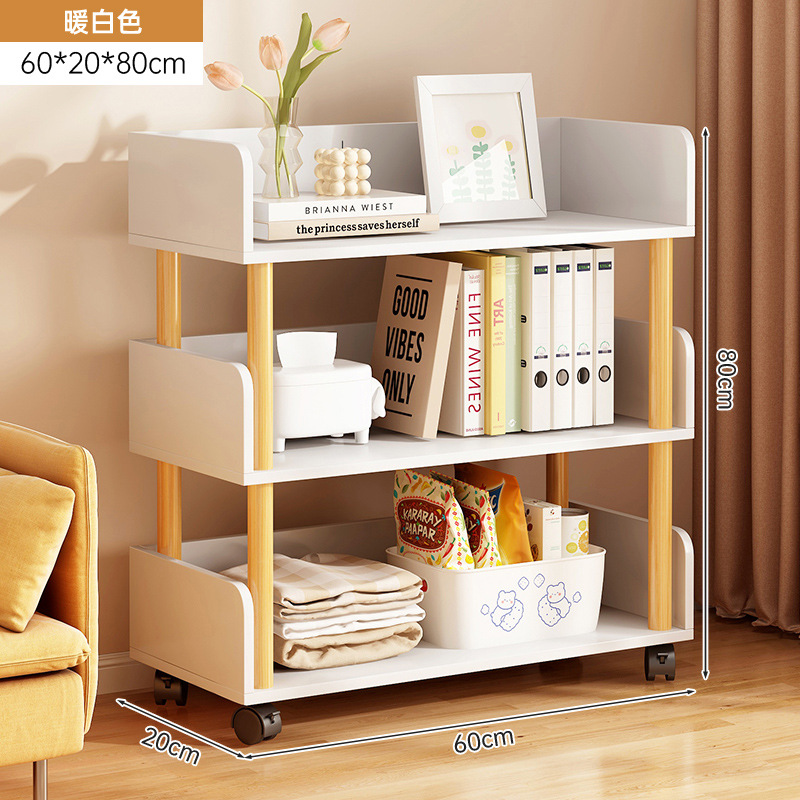 Estantería de almacenamiento de piso estante de almacenamiento dormitorio montado en la pared con ruedas simple moderno producto estante de almacenamiento estante