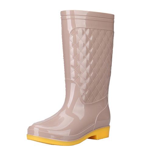 Fashion high-top waterproof shoes for adults, work rain boots, non-slip rain boots, women's rubber shoes, kitchen treading water overshoes, summer tendon soles