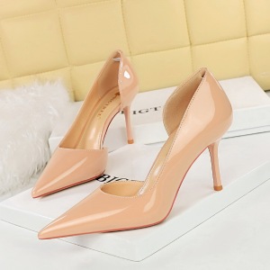 8236 European and American Style Fashion Simple High Heels Women's Shoes Thin Heels High Heels Shallow Notched Side