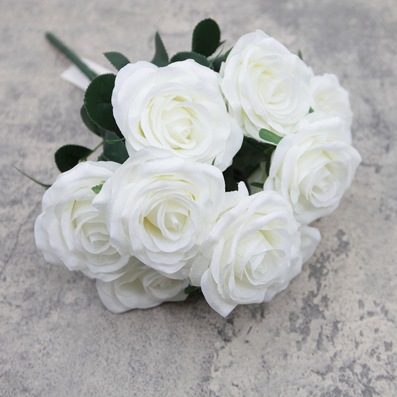 10-Cabeza de diamante Rosa flor artificial gran ramo artificial curling Rosa decoración de la boda flor de seda flor falsa al por mayor