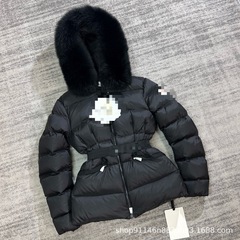 毒家原标蒙家25秋冬新款连帽配腰带毛领收腰款90白鹅绒羽绒服外套
