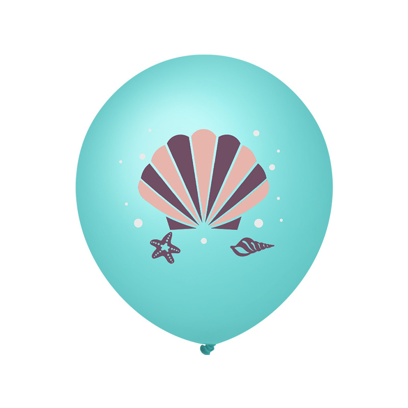 Transfronterizo nuevo globo de látex sirena de 12 pulgadas en forma de dibujos animados impreso púrpura Tiffany Blue Pearl globo