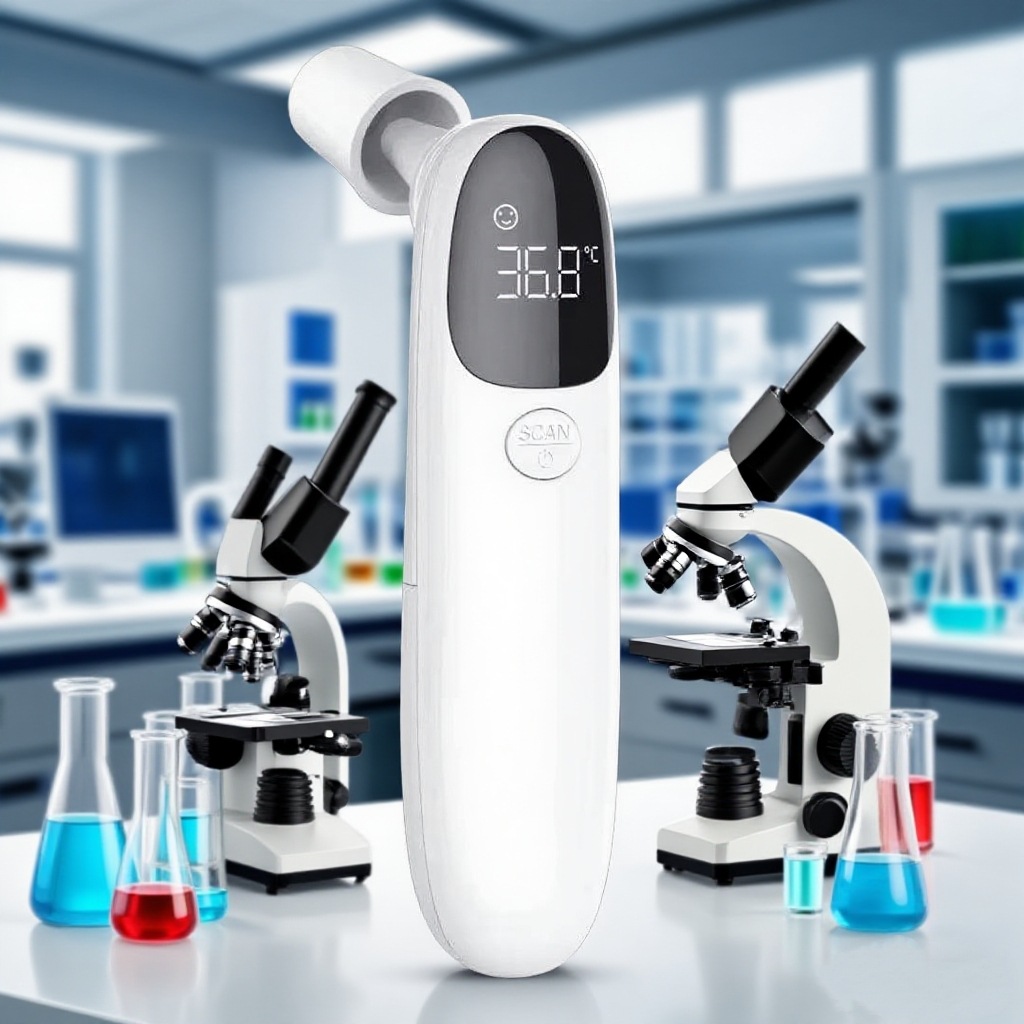 Cross-Border Foreign Trade English Version R9 Forehead and Ear Integrated Thermometer for Home and Medical Use, Voice Temperature Measurement Thermometer