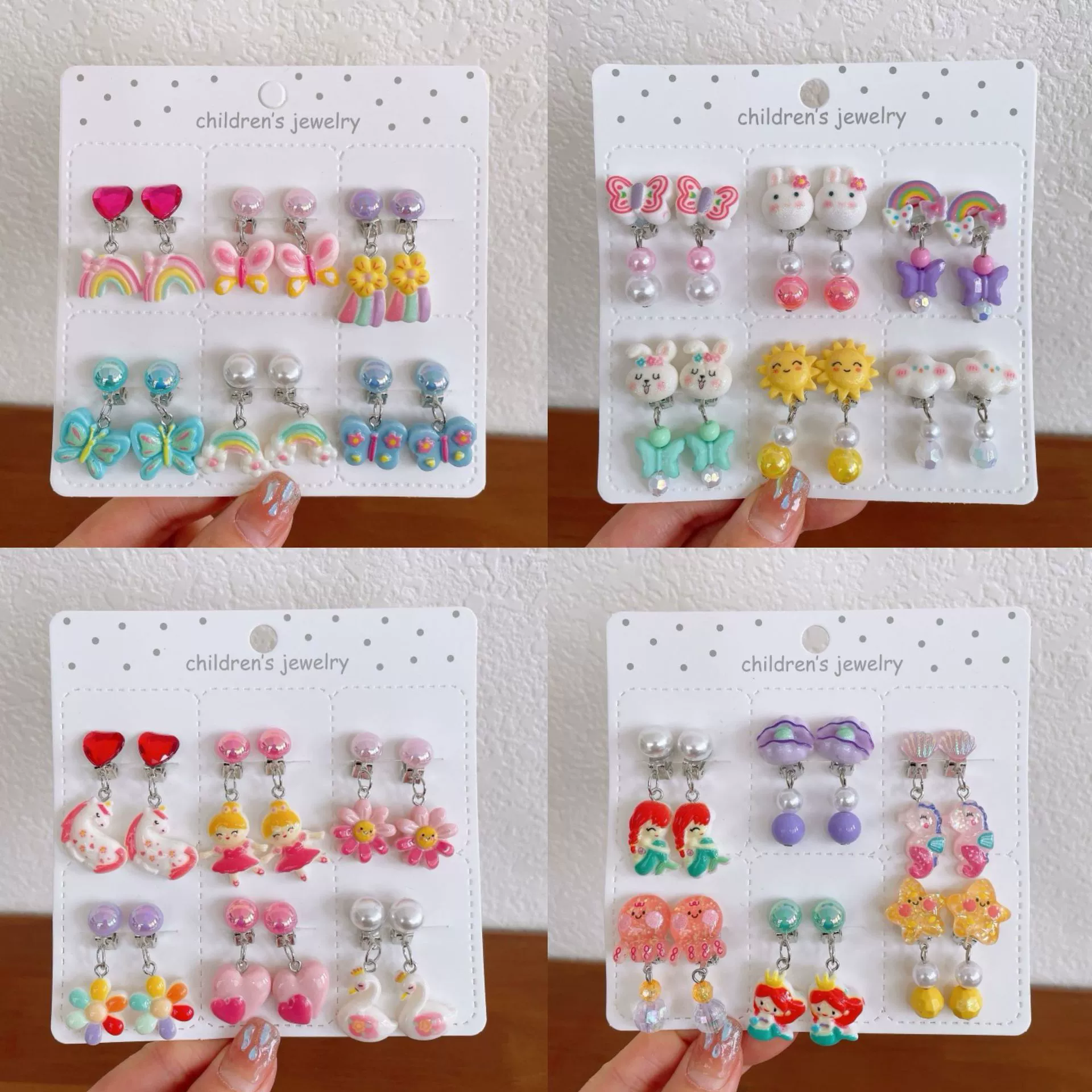 Ушные зажимы для девочек милый мультфильм детские серьги маленькая девочка принцесса серьги без ушей поддельные серьги без ушей