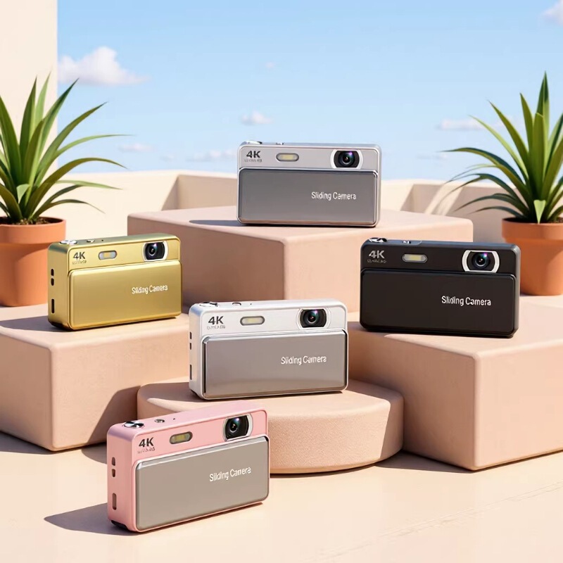 Cross-Border New Model Sliding Digital Camera Ccd Campus 4K High-Definition Camera with Photo and Video Functions All-In-One Student Compact Camera