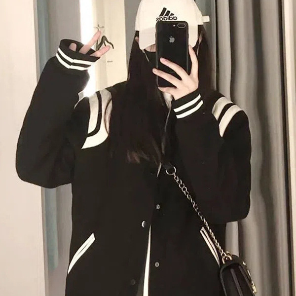 22Ss Classic American Black and White Spliced Bomber Jacket Slp Style White 2024 New Baseball Uniform