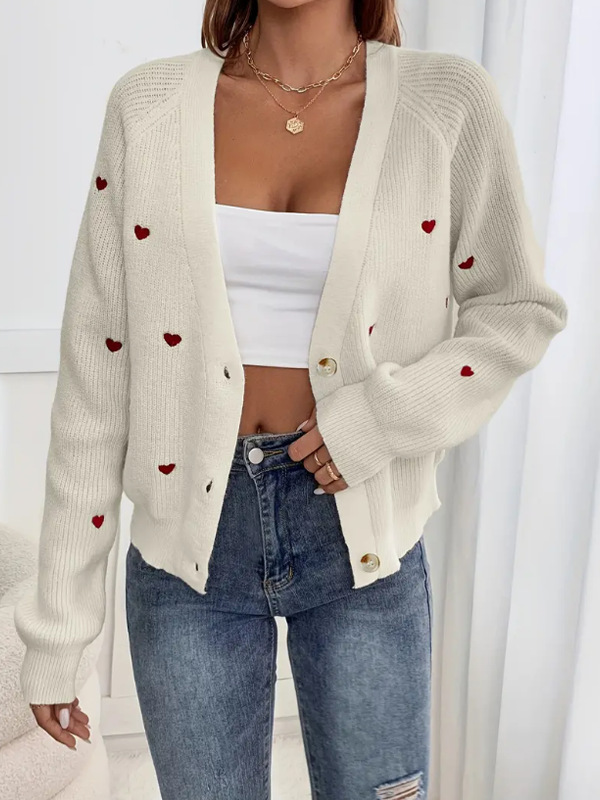 Comercio exterior transfronterizo amazon amor bordado camisa de punto chaqueta europea y americana otoño invierno botón único suéter de cuello en V cardigan mujeres image 8
