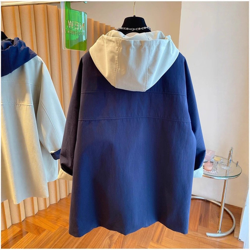 连帽冲锋衣外套中长款春秋季新款宽松显瘦百搭运动休闲棒球服风衣|undefined