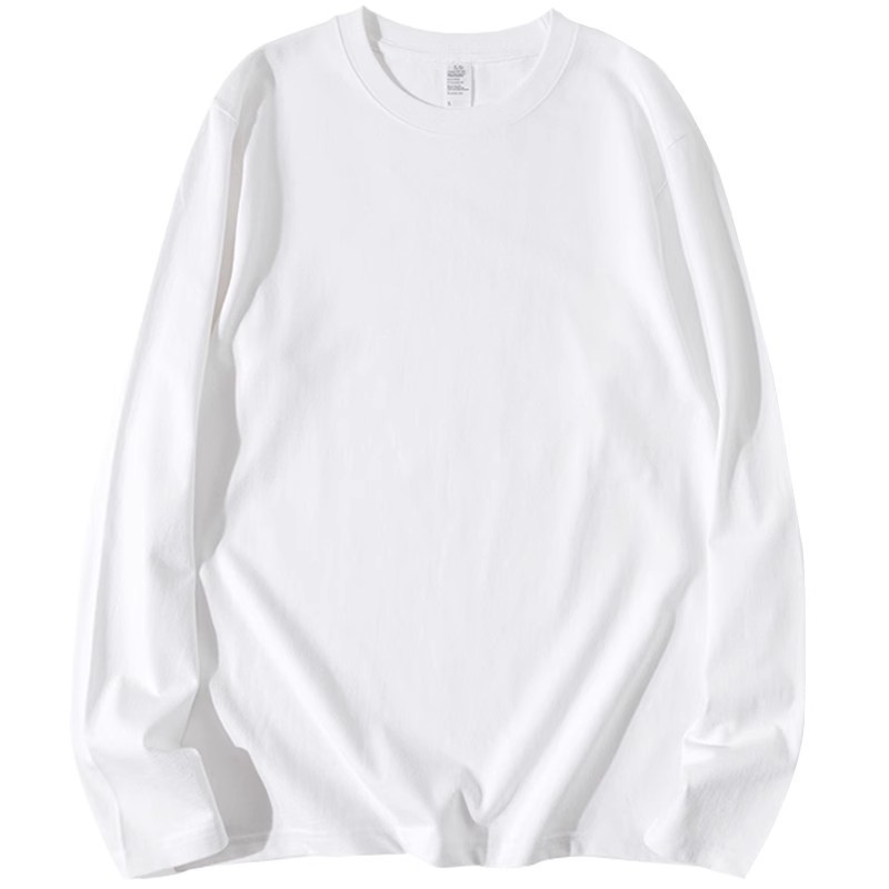 300g Heavy Cotton Solid Color Long-sleeved T-shirt Men's Bottoming Shirt Spring And Autumn Inner Top Round Neck Loose And Versatile T-shirt_voghion.com