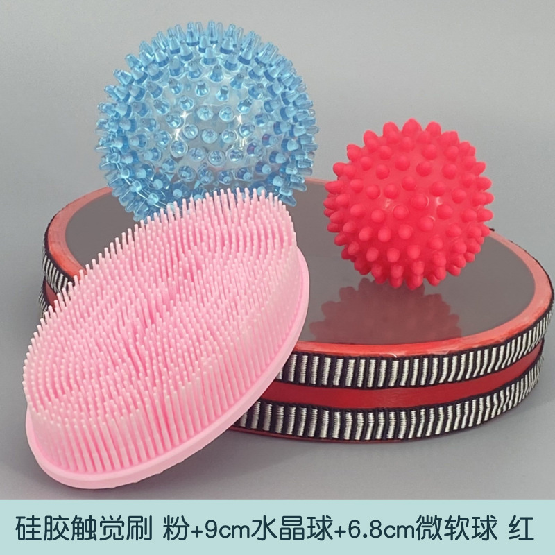 cepillo táctil tacto bola de masaje tacto niños entrenamiento sensorial tacto bola de baño acariciar juguetes equipo de rehabilitación W
