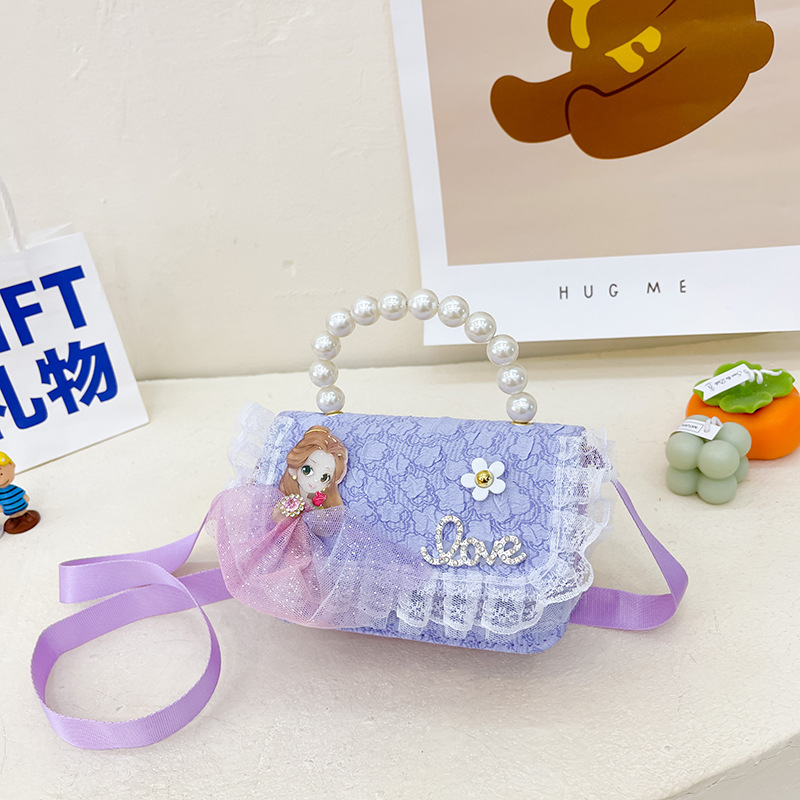 Bolso DE LOS NIÑOS 2022 nuevo lindo princesa perla bolso bandolera al por mayor encaje accesorios bolsa pequeña bolsa redonda
