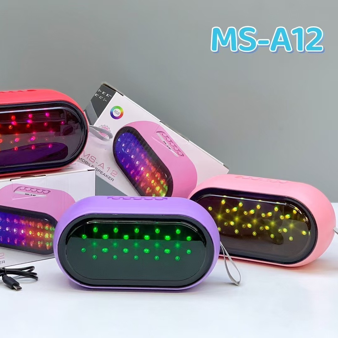 Transfronterizo MS-A12 altavoz Bluetooth de escritorio compacto portátil TWS sonido cool iluminación altavoz de tarjeta al aire libre