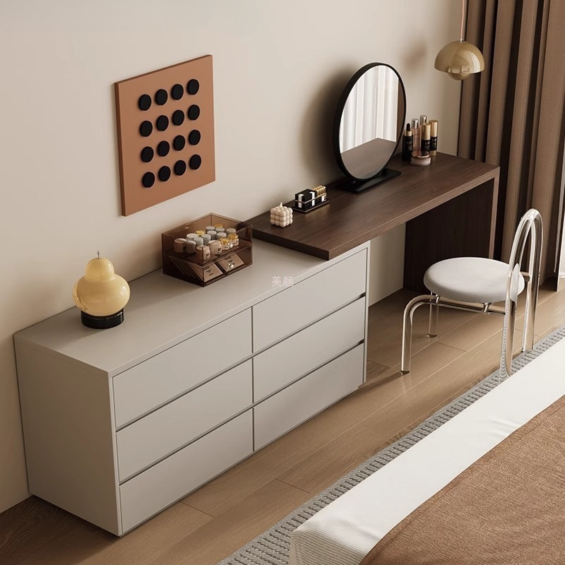 Italian Minimalist Dressing Table Storage Cabinet Integrated Bedroom Light Luxury High-End Small Dressing Table Bedside Storage Cabinet Cupboard