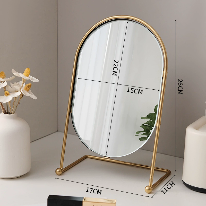Dressing Table Mirror — Rotatable Oval Desktop Mirror, Silver/Gold/Black, Multiple Sizes