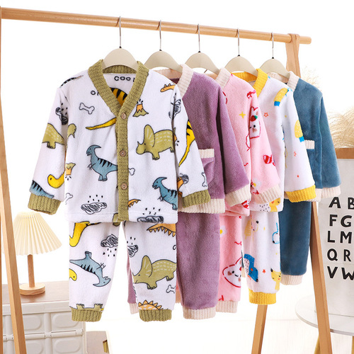 【】Children's Homecoming Cardigan Set for Girls, Soft and Fluffy Floral Print, Loose Fleece Suit