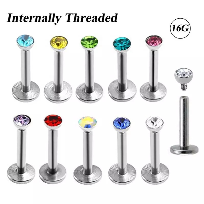 Personalized Stainless Steel Nose Piercing Stud With Rhinestone_voghion.com