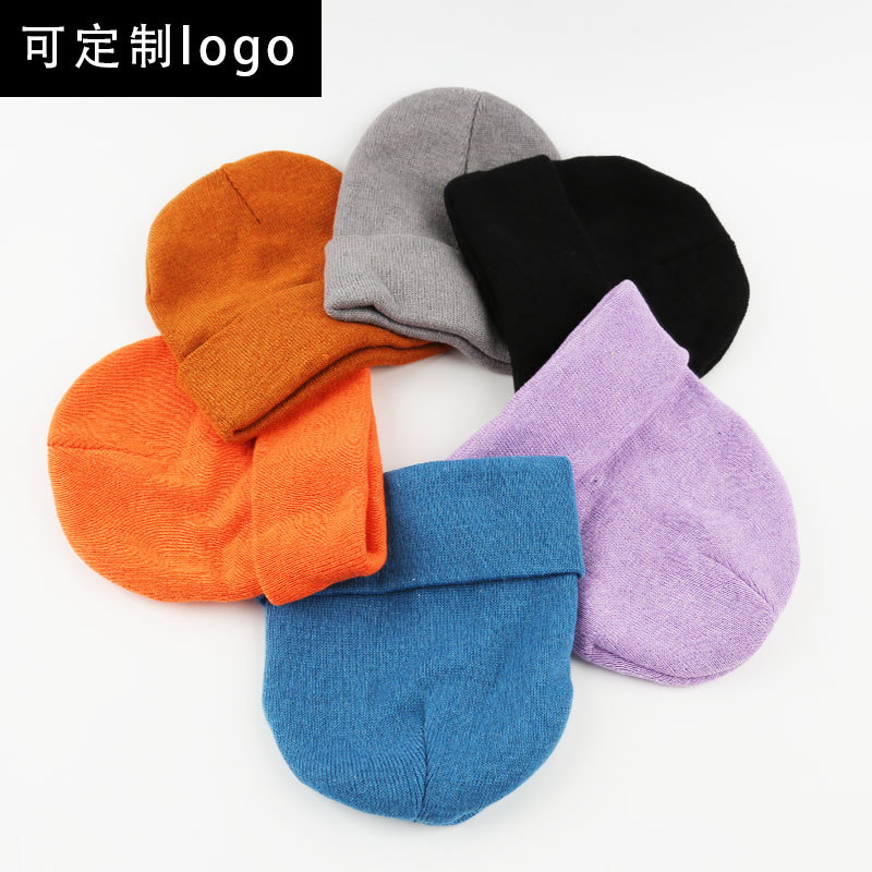 New rolled edge cold cap acrylic knitted cap beanie cap light plate solid color multi-color wool hat manufacturers wholesale knitted caps