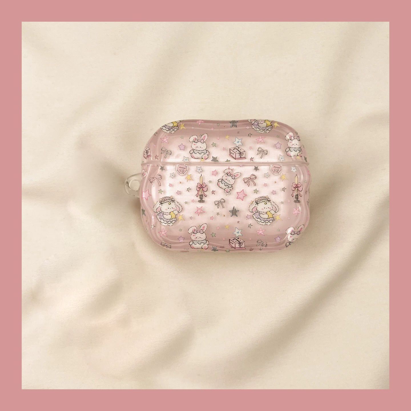 Estrella rosa conejo para airpodspro2 generación 3 estuche de protección bluetooth airpods4 generación estuche de protección de auriculares