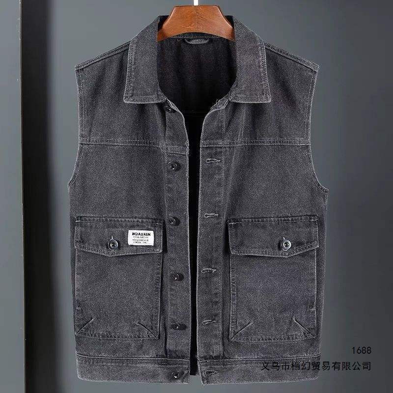 Spring and autumn season, trendy denim vest jacket for men, new style, versatile, loose-fitting, sleeveless workwear jacket