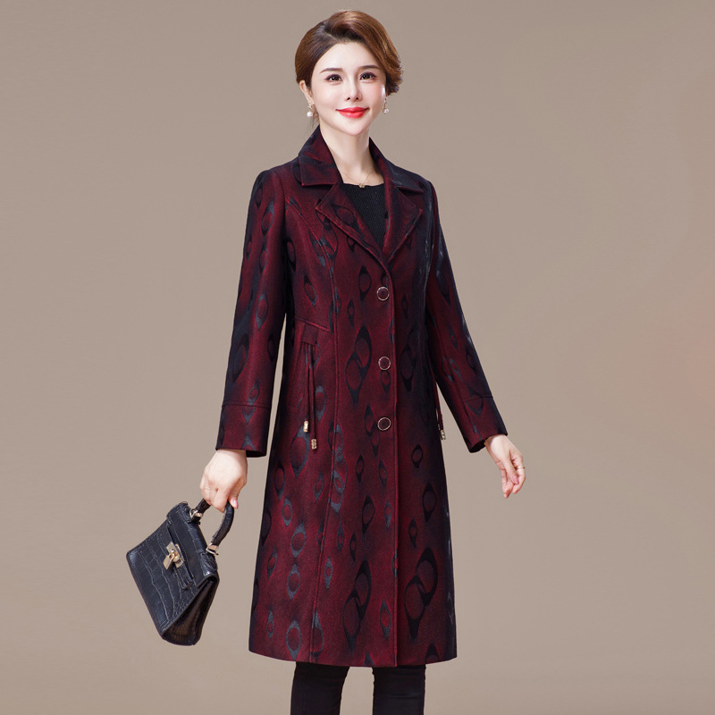 高质量提花高档女风衣大码遮肉风气质减龄妈妈外套春秋新款