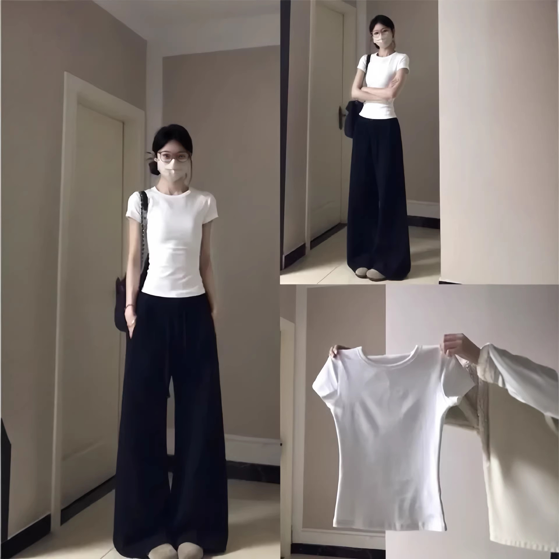Poetic Rhythm Round Neck American Retro Style Short Sleeve Versatile Comfortable White Classic T-Shirt Comfortable Cotton High Elasticity Top