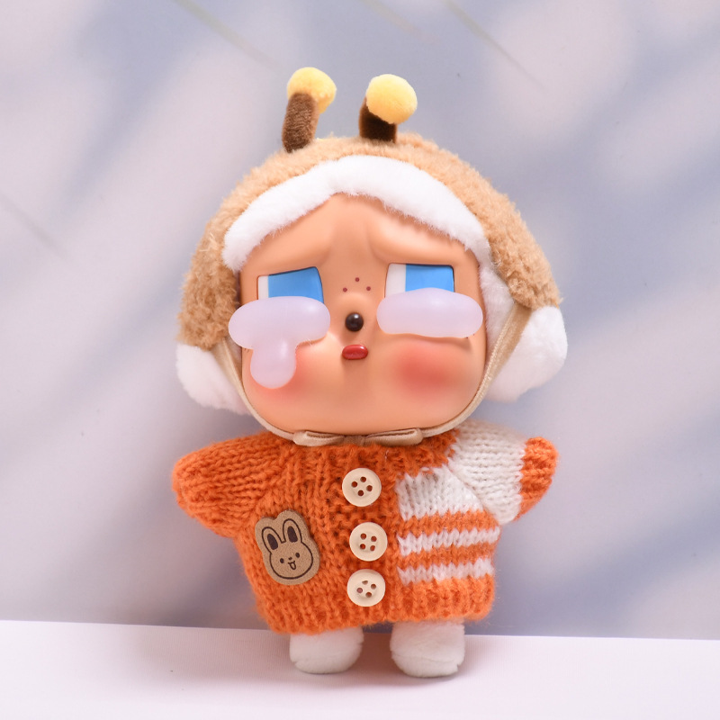 仅娃衣】哭娃眼泪工厂搪胶脸毛绒盲盒玩偶CRYBABY纽扣毛衣娃衣服|undefined