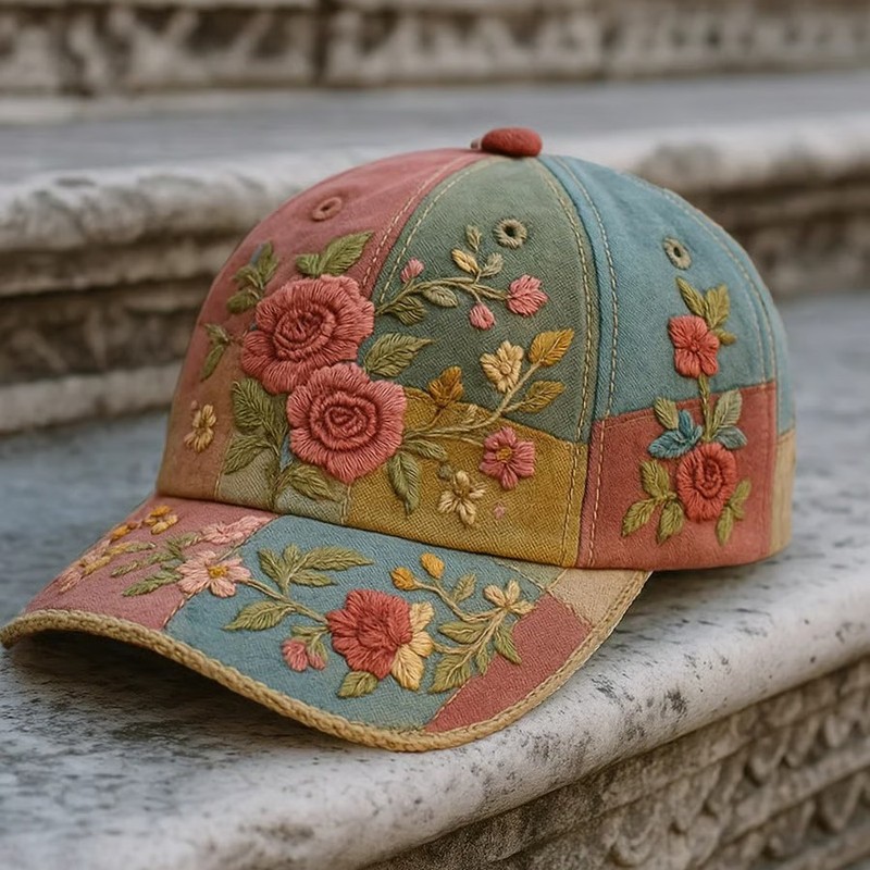 跨境新款 Women's Casual Pink Retro Floral Hat 女性休闲复古帽|undefined