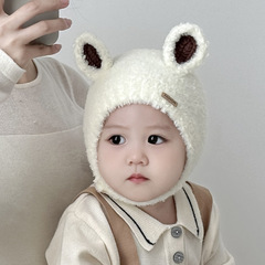 婴儿帽子秋冬季男宝宝珊瑚绒帽保暖护耳幼儿毛线帽加厚女童包头帽