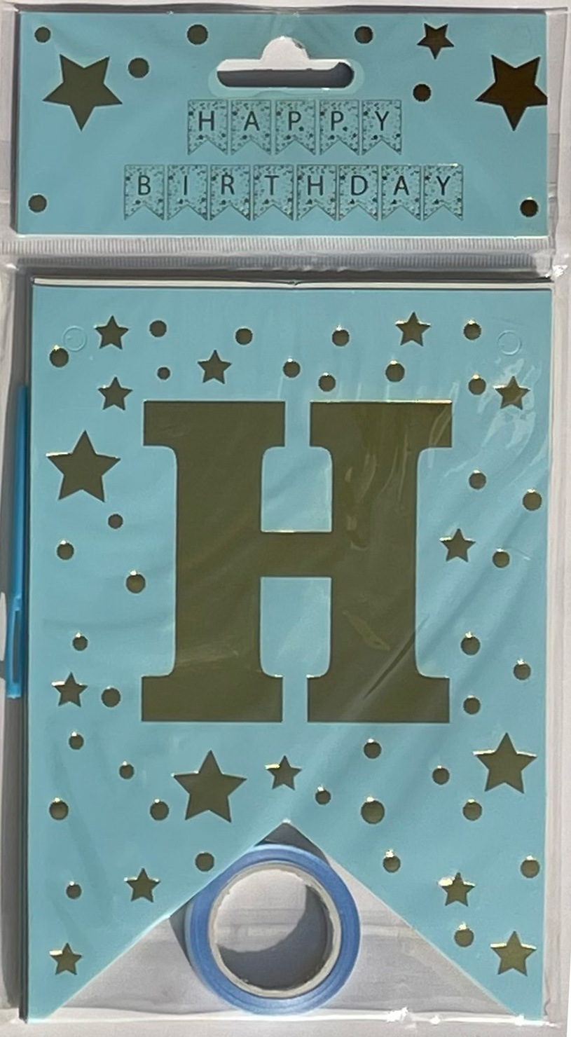 HAPPY BIRTHDAY fiesta de cumpleaños en inglés diseño diagonal de bandera de cola de mermaid letras banderas de color