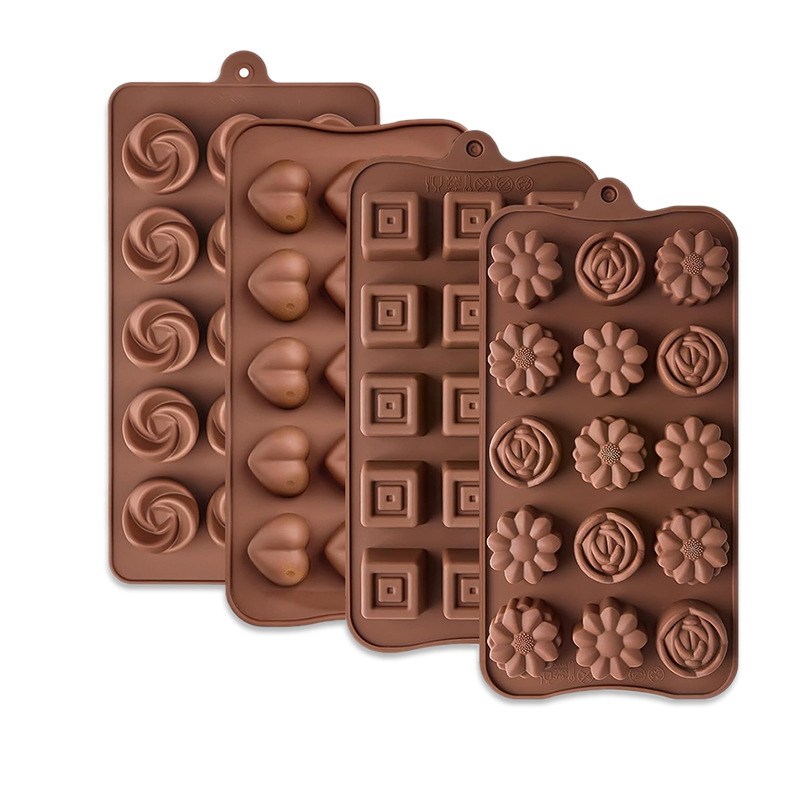 Molde de silicona de grado alimenticio para chocolate, bandeja de hielo con forma de corazón para dulces, molde para hornear pasteles, pudín y fondant