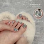 夏季闪闪亮片指甲油胶2023年新款流行脚趾亮片美甲光疗胶