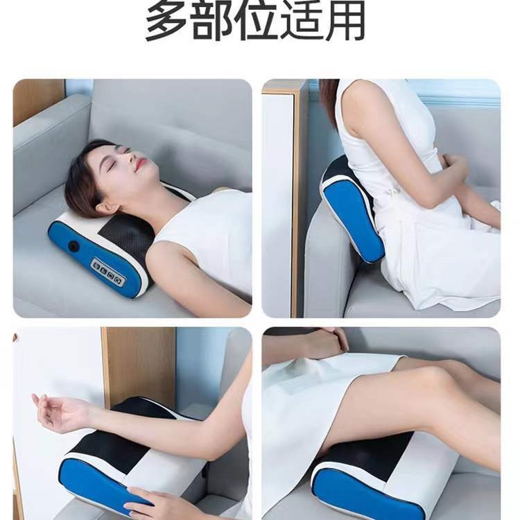 外贸四方枕蓝白按摩枕批发家用按摩多功能红白揉捏肩颈椎按摩器仪|undefined