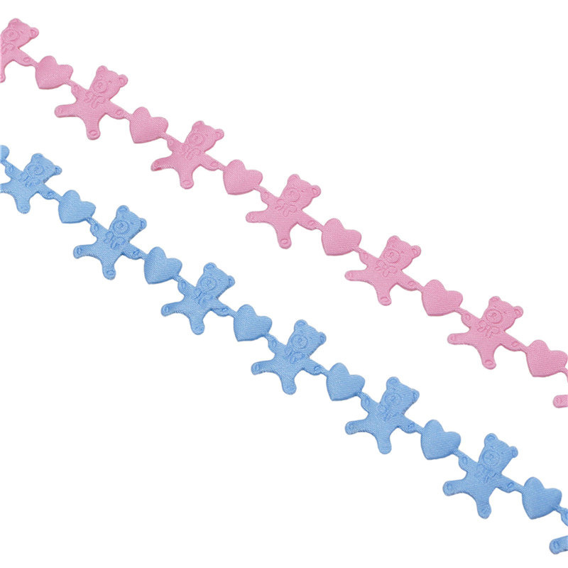 Transfronterizo azul en relieve ultrasónico pequeño oso amor cinta bebé cumpleaños luna llena decoración cinta hecha a mano