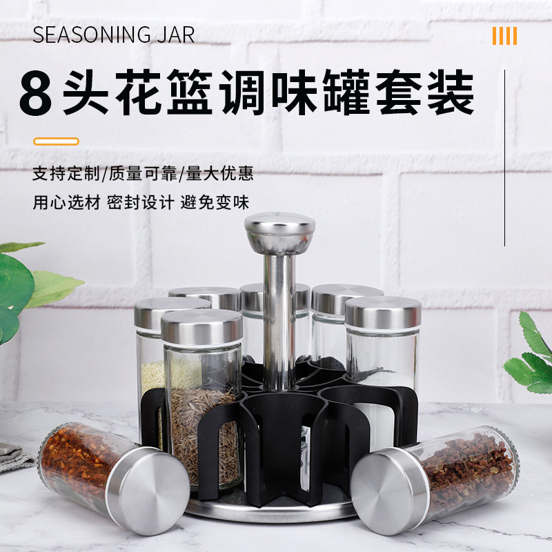 Suministro directo de fábrica hogar condimento tarro base giratoria cocina condimento botella manual de pimienta esparcidor de especias al por mayor