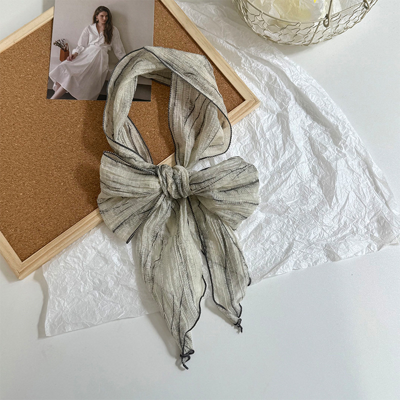 Pañuelo de seda de alta calidad nuevo estilo teñido anudado decoración bufanda pequeña bufanda delgada pañuelo en la cabeza cinturón para el cabello con cinta para el cabello cinturón multiusos