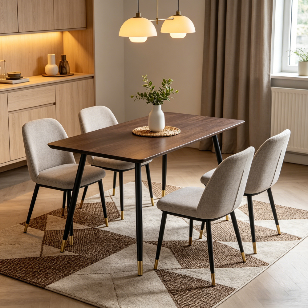 Mesa de Comedor Rectangular de MDF y Hierro Multifuncional para Comedor