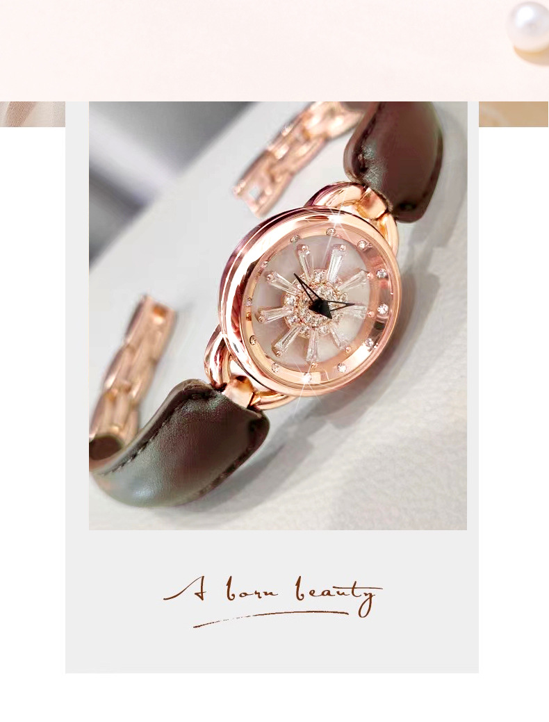 Un orologio da donna rotante in acciaio rivestito in pelle con fiocco di neve rotante con diamanti Shilairun, orologio da donna Douyin trasmesso in diretta, orologio popolare per le donne_voghion.com