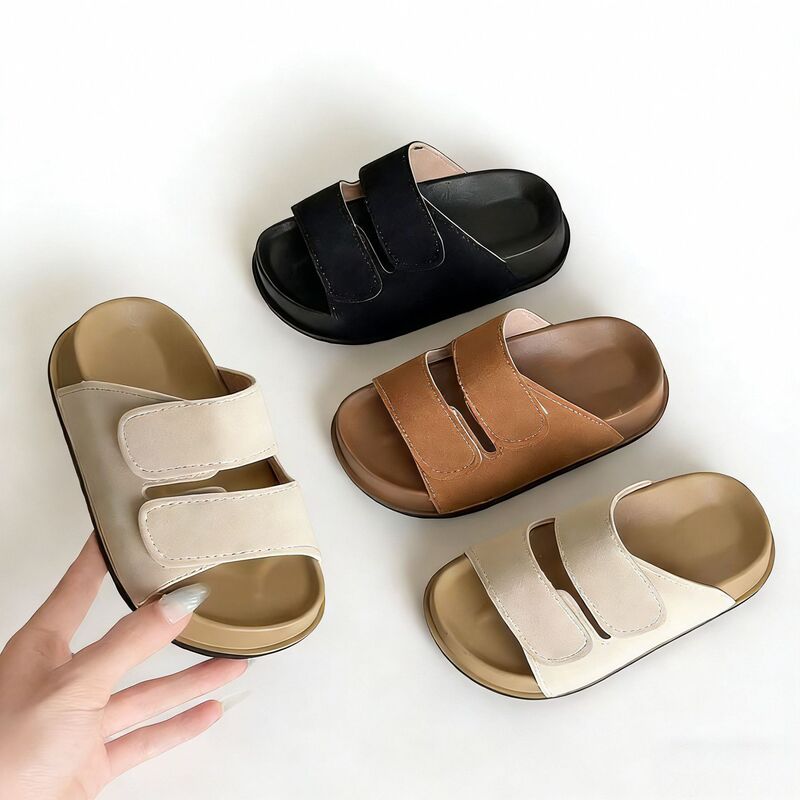 Korean Style Casual Children's Slippers, Outdoor Thick-Soled Beach Shoes for Older Children, Girls' Slip-On Sandals, Summer Sandals for Boys