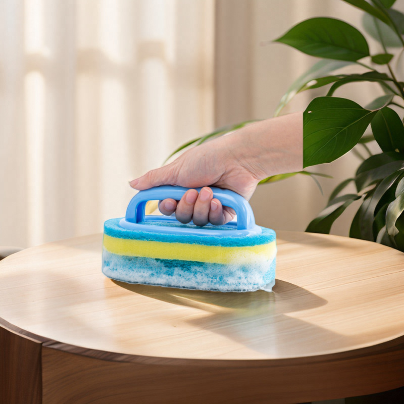 Bathtub Brush Handle Cleaning Brush Sponge Wipe Kitchen Cleaning Pot Brush Dishwashing Brush Sponge Thickeneded Wipe Decontamination Brush